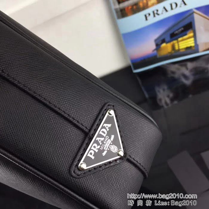 普拉達PRADA原單 最新爆款 十字紋牛皮 2VE363-9Z黑色男士公事包 PHY1624